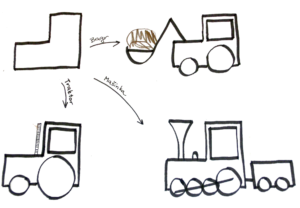 Kreslení bagru, traktoru a mašiny